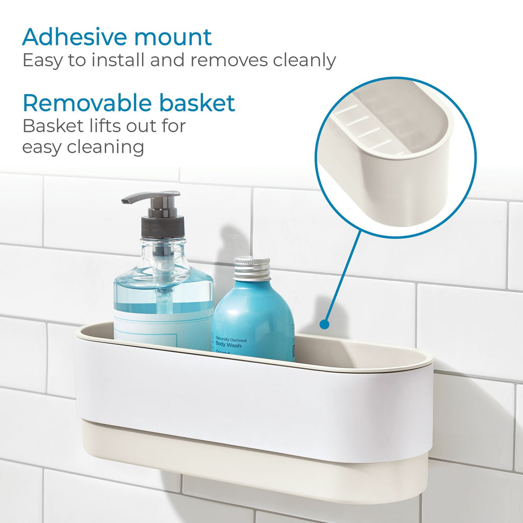 iDesign Adhesive Shower Basket - Orleans Collection - Coconut/White - Image 2
