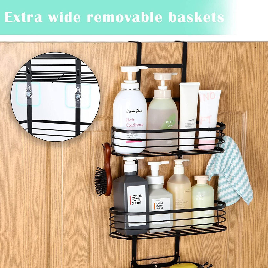 3-Shelf Metal Hanging Bathroom Shower Caddy, Black - Image 4