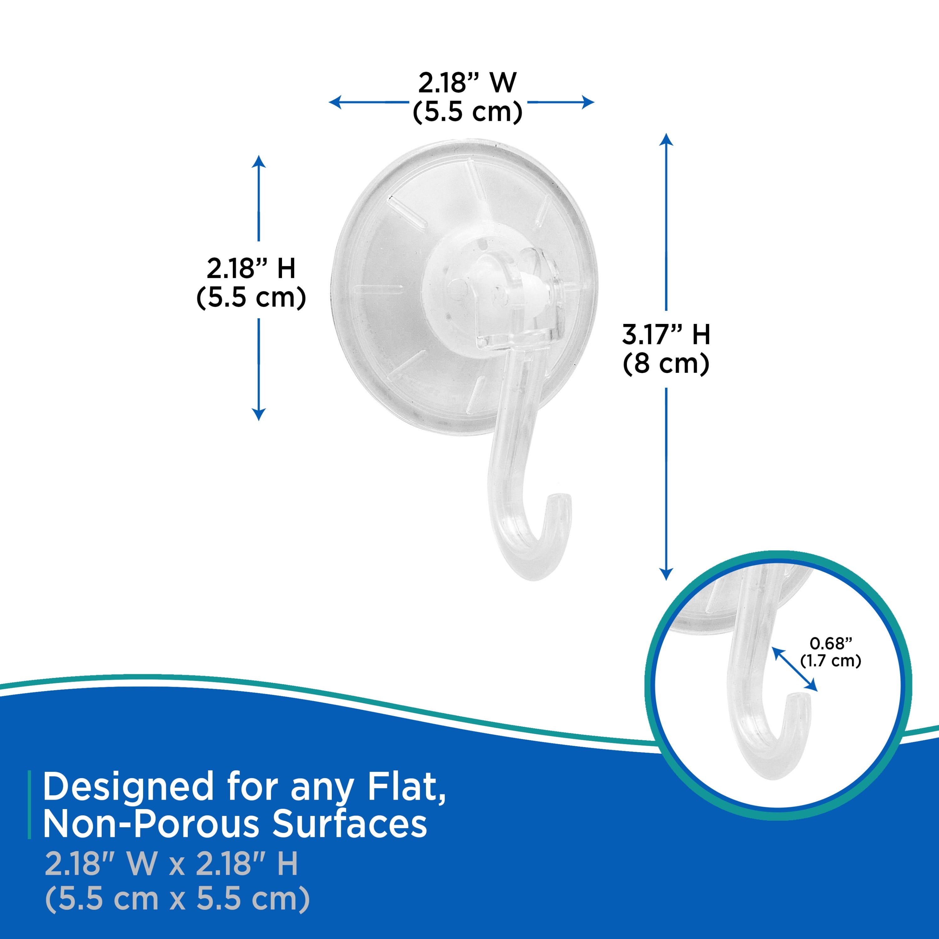 Kenney Plastic Suction Cup Hooks, Set of 3, Clear - Image 6