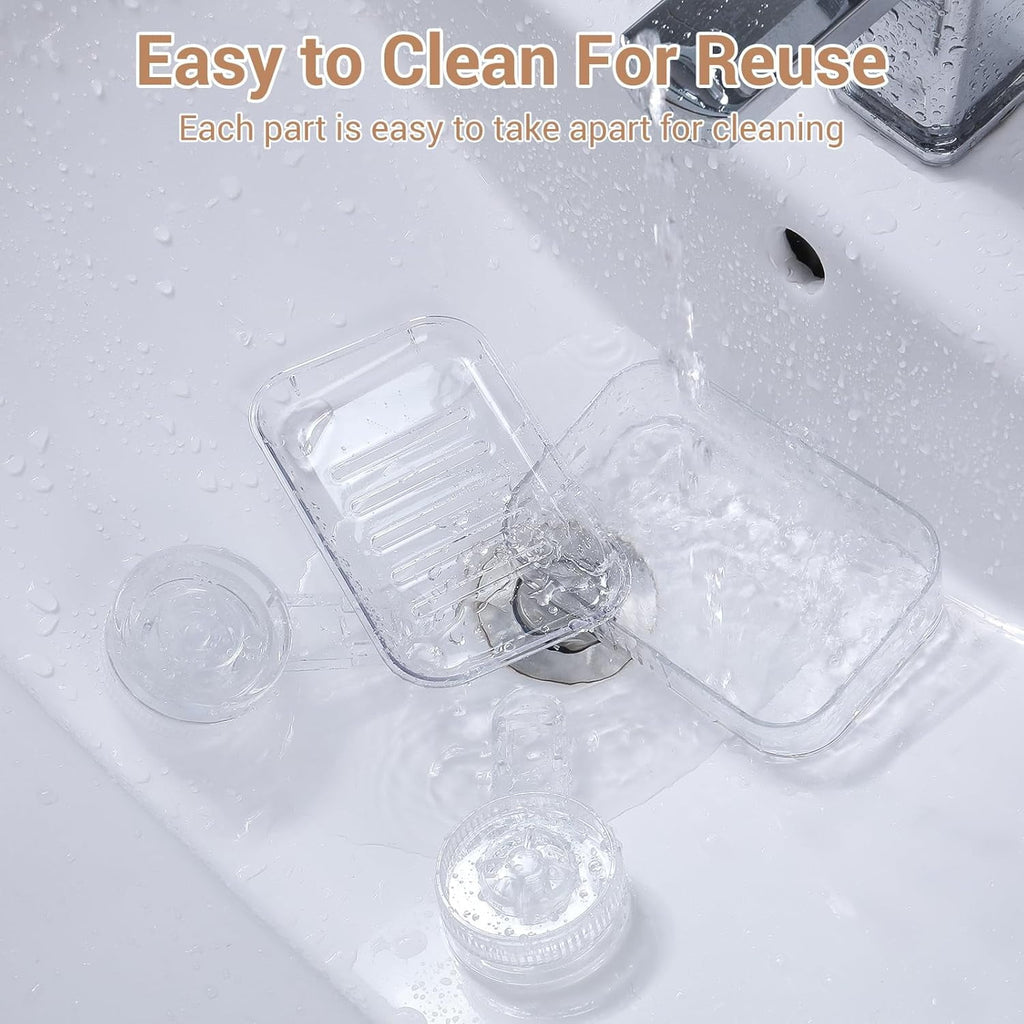 LUXEAR 3 Pack Shower Caddy Suction Cup, No-Drilling One Second Installation Shower Caddy, Clear Soap Dish and Toothbrush Holder, Waterproof - Image 6