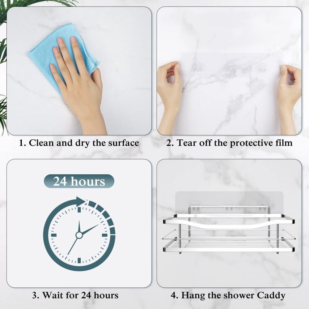 4 Pack Transparent Shower Caddy Adhesive for Replacement,No Drilling,Soap Holder,Bathroom Storage Shelves and Kitchen... - Image 5