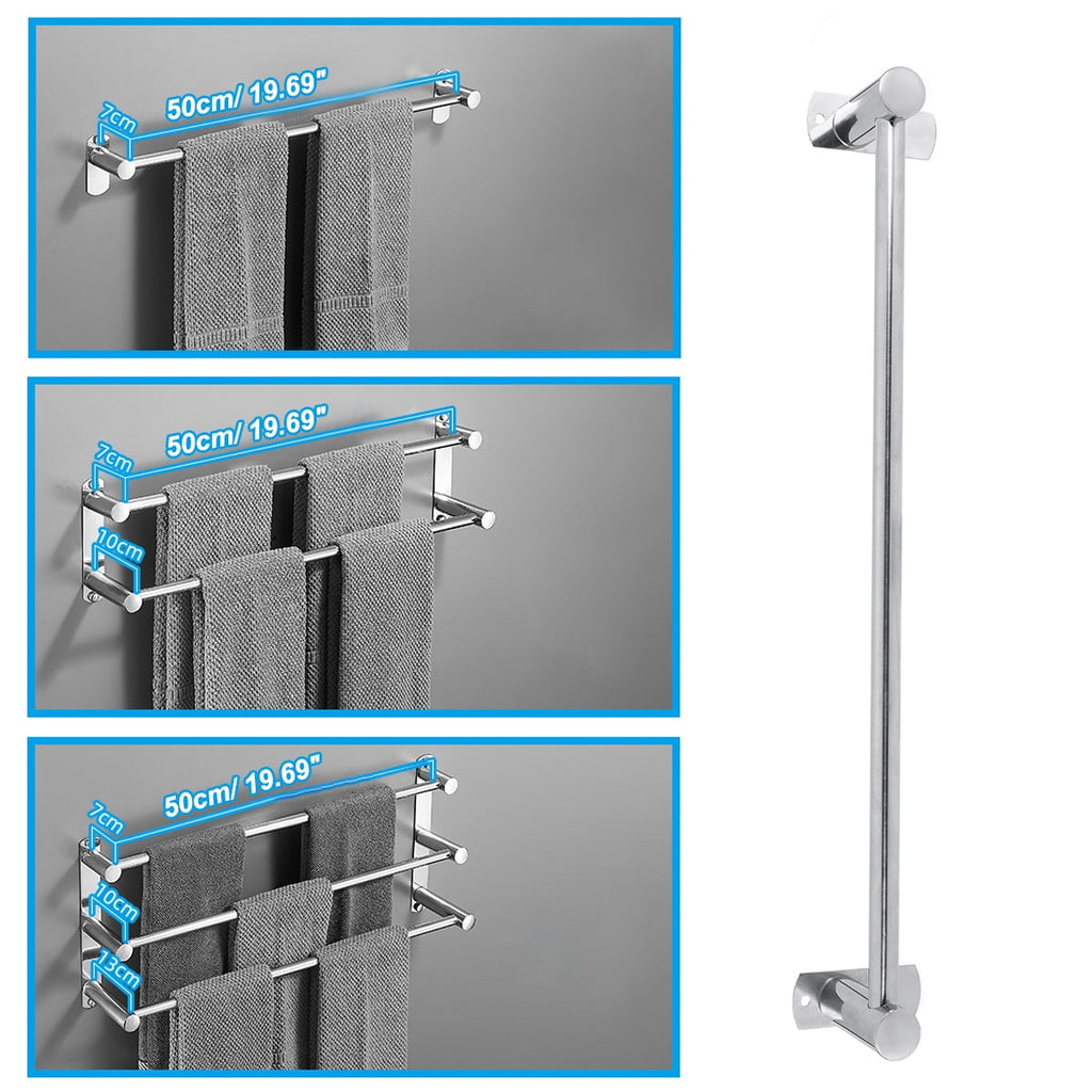 HONEIER Bathroom Towel Bar, 20 Inch Towel Racks for Bathroom Wall Mounted, Modern Heavy Duty Stainless Steel Bath Towel Holder, 2/3 Layer - Image 5
