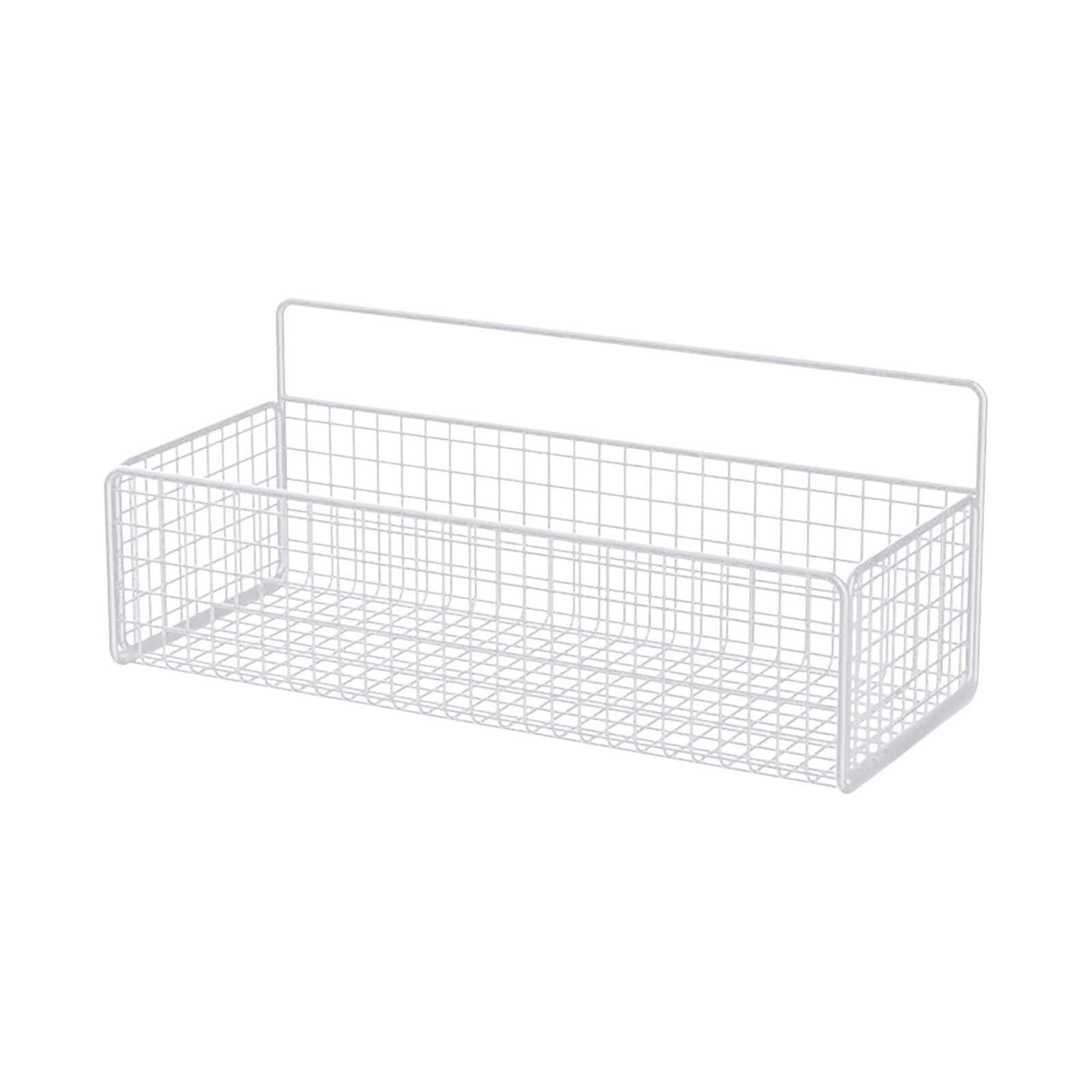 Basket, 14.4x5.9in Metal Wire Organizer with Hooks for Bathroom Shower, Kitchen Spice Rack, No Drill Adhesive Install... - Image 2
