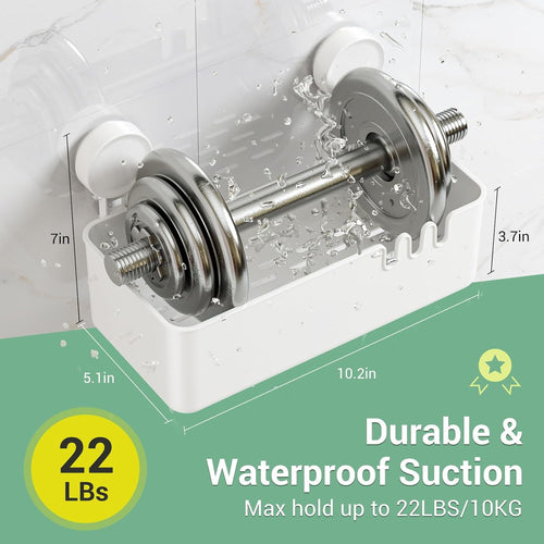 2 Pack, Shelves Suction Cup, No Drilling Removable Organizer - Powerful Waterproof Bathroom Storage Max Hold 22lbs - Image 2
