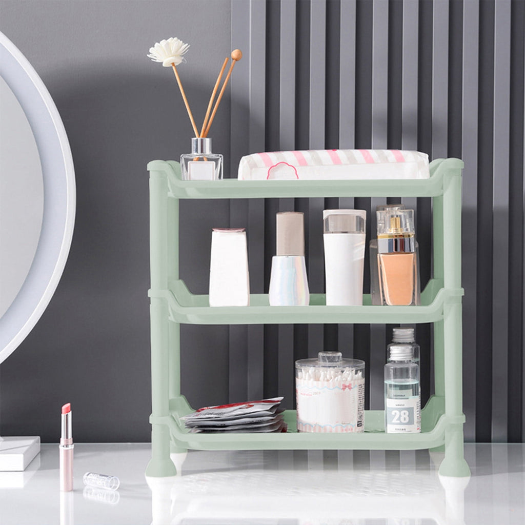 3 Tier Shower Multifunctional Makeup Storage Shelf, 13.4x13.4x6.9in Floor Storage Rack, Plastic Organizer for Kitchen Bedroom Bathroom Offic - Image 3