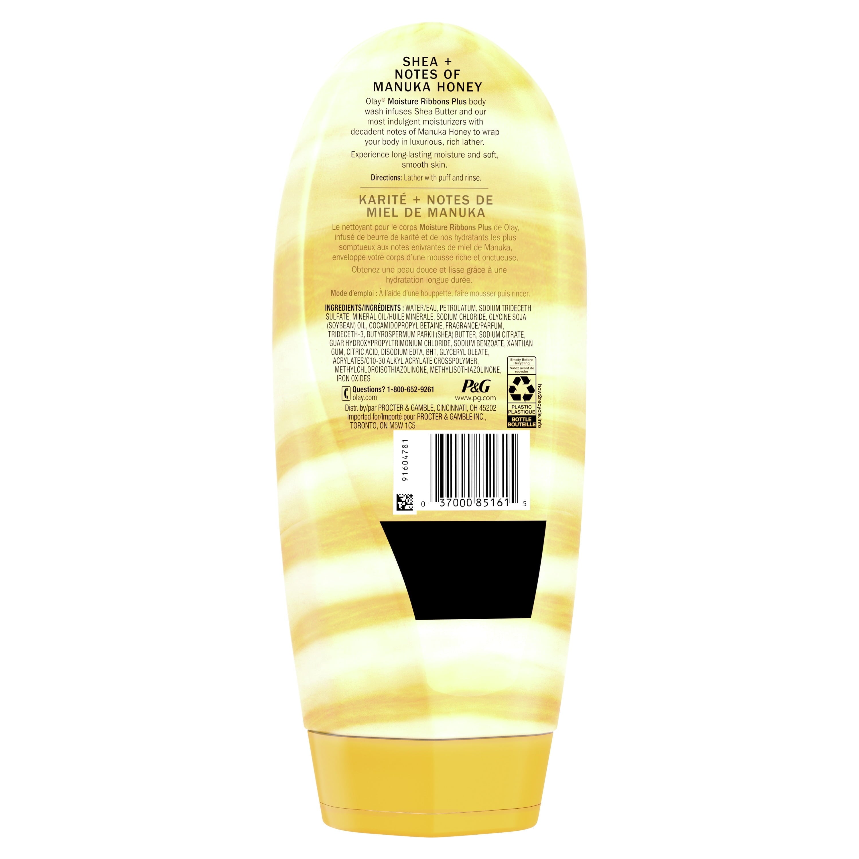 Olay Moisture Ribbons Plus Shea and Manuka Honey Body Wash, for All Skin Types, 18 fl oz - Image 3