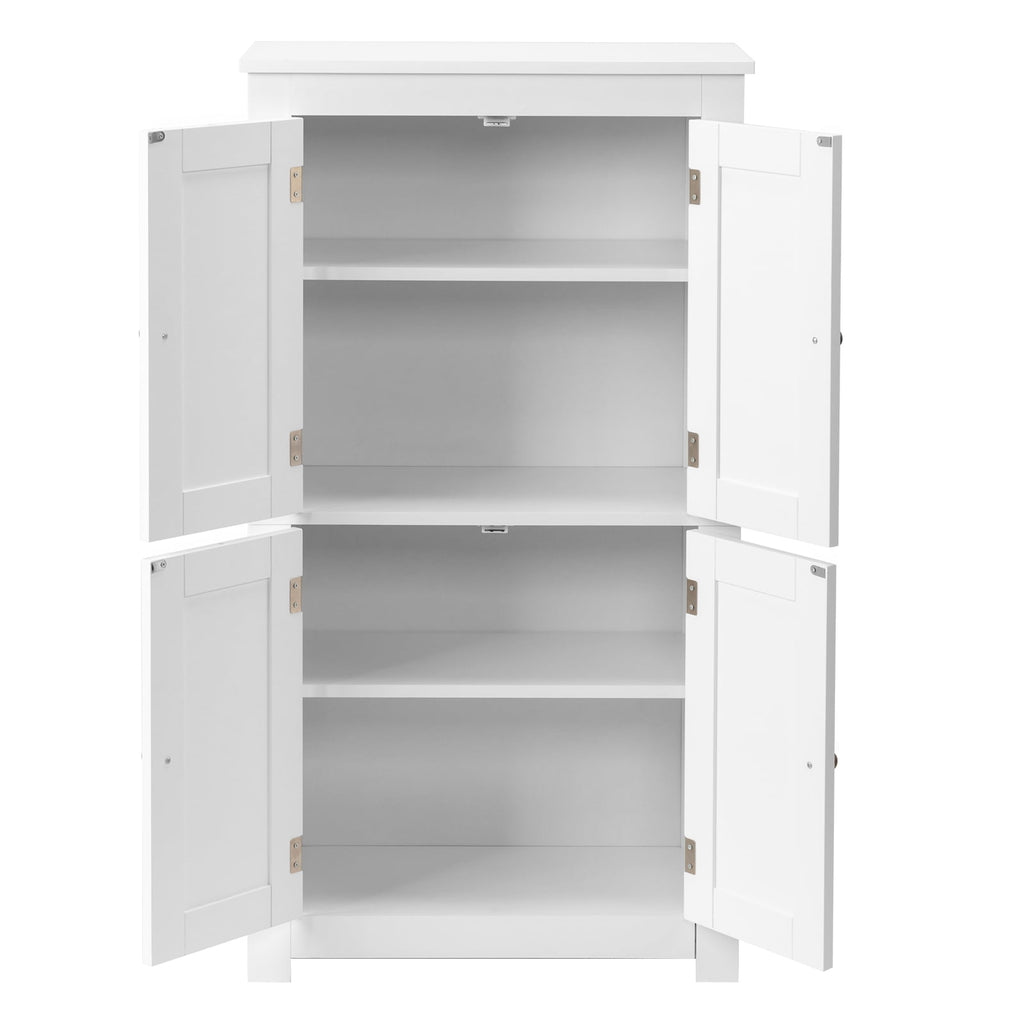 Bathroom Floor Storage Cabinet, Freestanding Cabinet with 4 Doors, Adjustable Shelves, White - Image 6