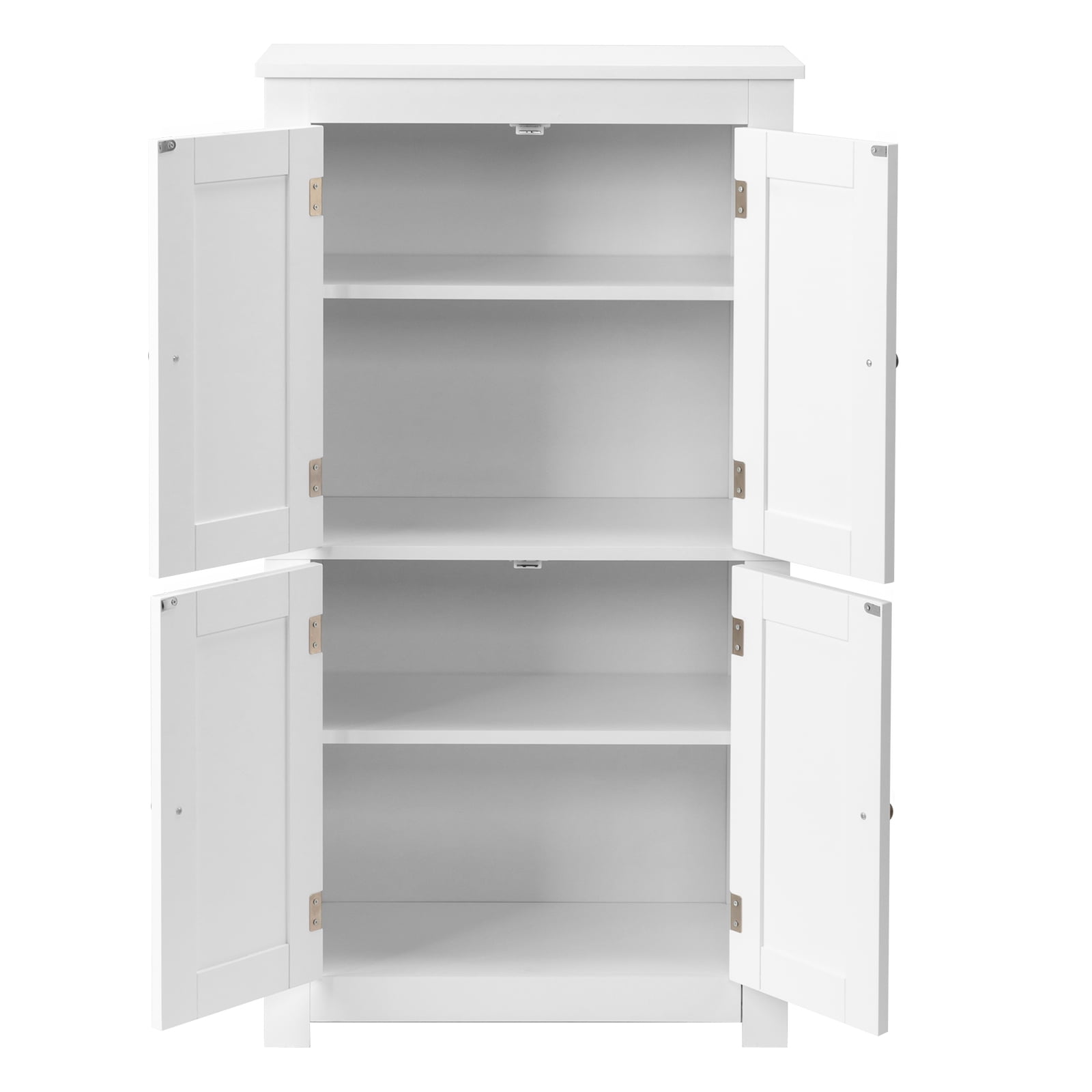 Bathroom Floor Storage Cabinet, Freestanding Cabinet with 4 Doors, Adjustable Shelves, White - Image 6