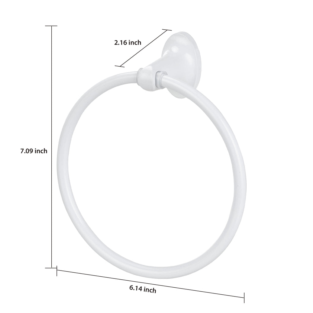 Mainstays Oval Style Steel Wall Mount Towel Holder Ring, White, Vertical Orientation - Image 3