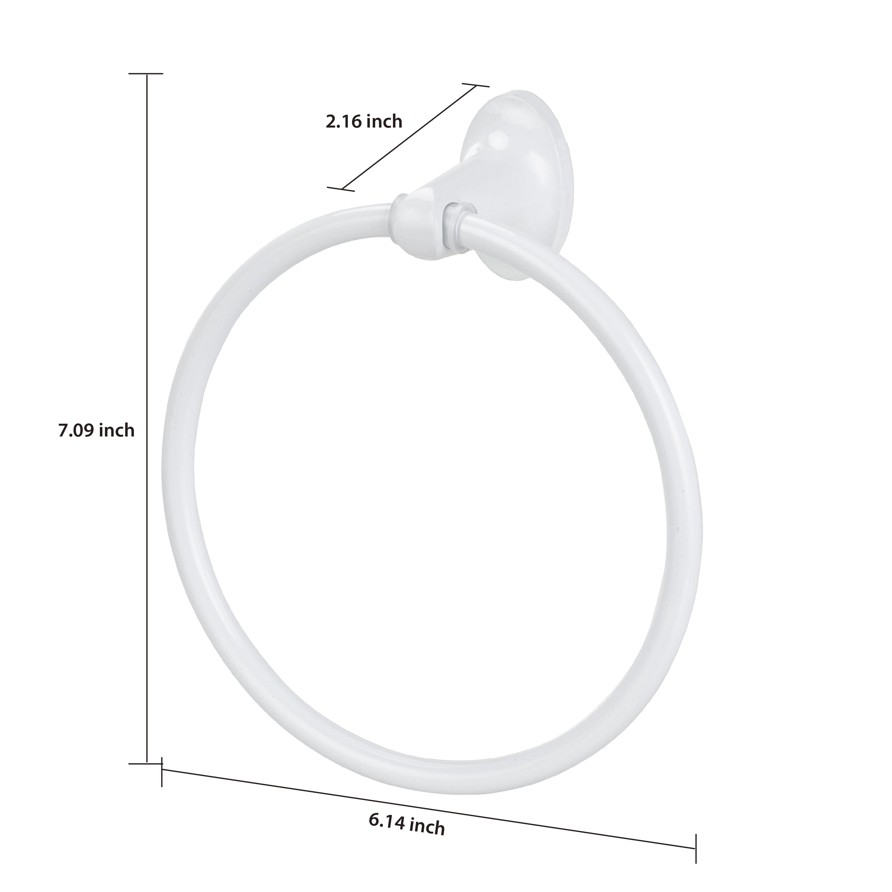 Mainstays Oval Style Steel Wall Mount Towel Holder Ring, White, Vertical Orientation - Image 3