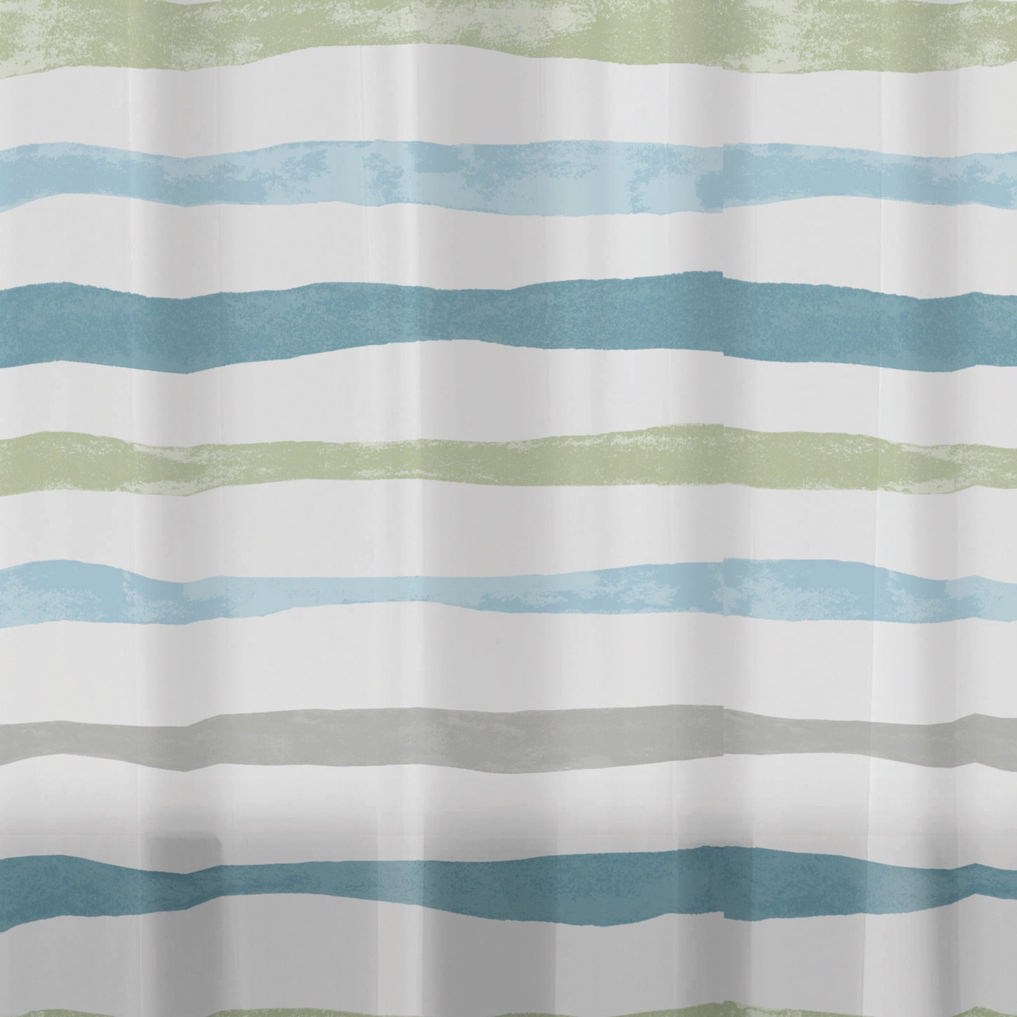 30% Recycled Watercolor Stripe Shower Curtain Set & Hooks, 13-Piece, Blue - Image 4