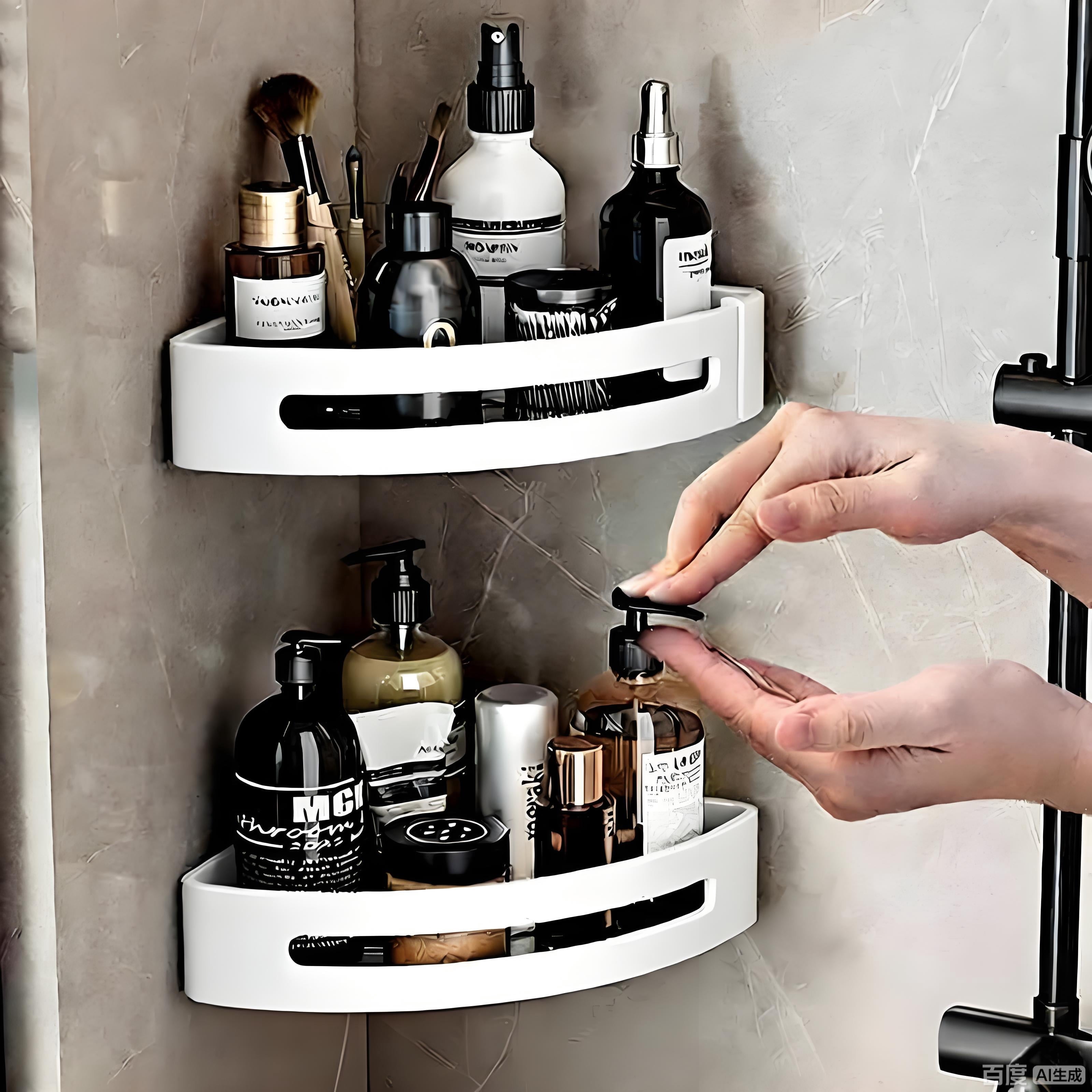 3-Tier Corner Shower Caddy with Powerful Suction Cups, No Drill Removable Bathroom Corner Shelf, Large Capacity Waterproof & Rustproof Showe - Image 2