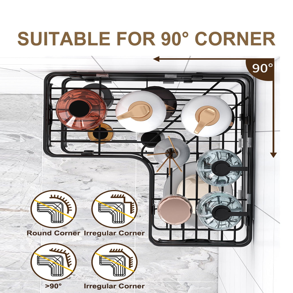 PHANCIR 5 PCS Corner Shower Caddy, No Drilling Stainless Steel Shower Storage Rack with Hooks & Toothpaste Holder for Bathroom, Black - Image 2
