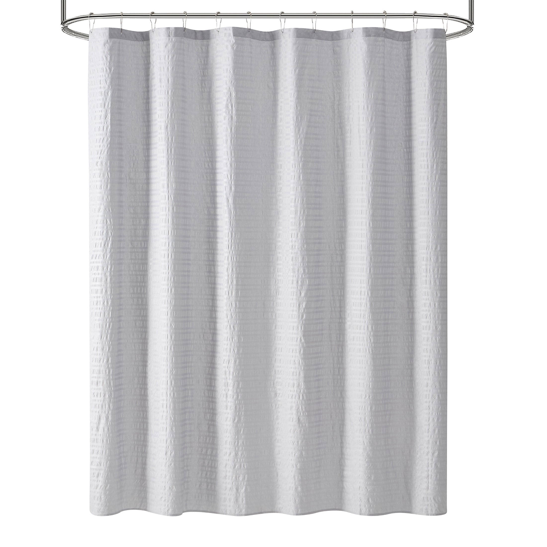 16-Piece Bathroom Shower Curtain Set – Soft Silver Fabric Curtain with Coordinated Bath Rug, Soap Pump & Tray - Image 2