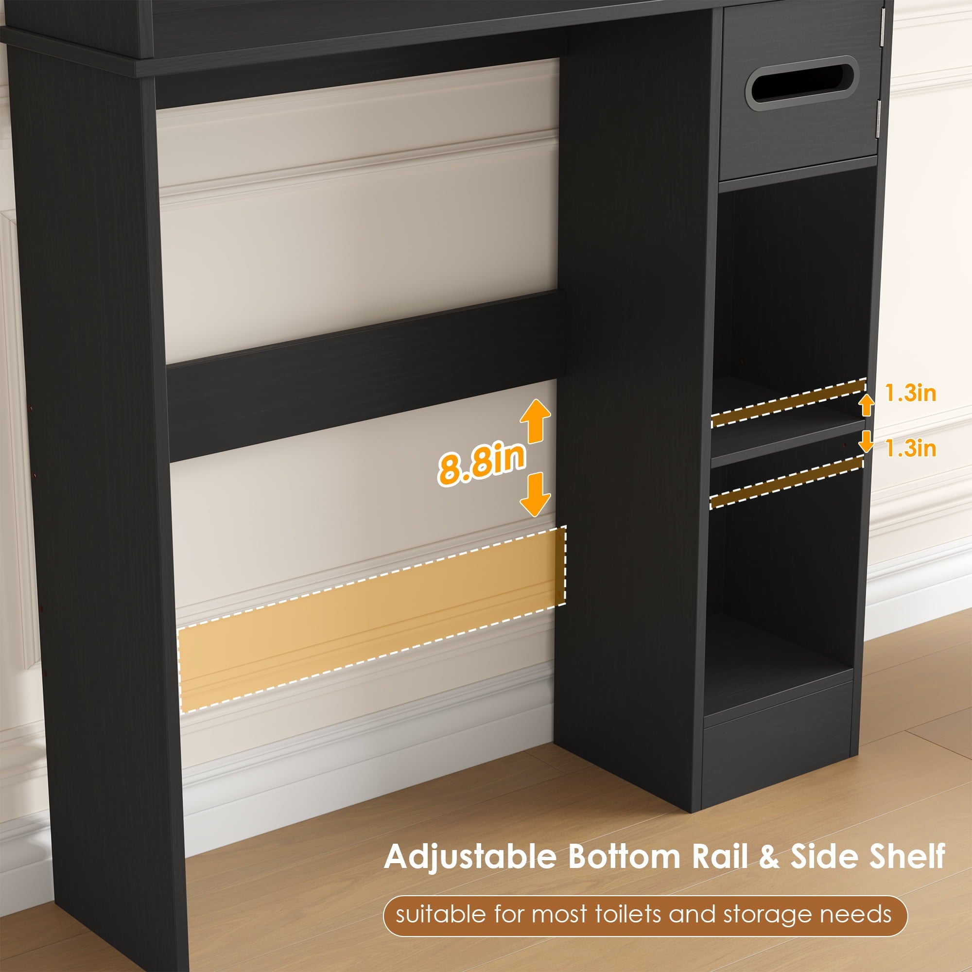 The Toilet Storage Cabinet with Toilet Paper Holder Stand, Above Toilet Organizer with Glass Doors, Behind Toilet She... - Image 6