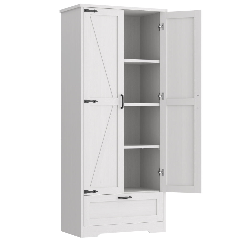 Walsunny Bathroom Floor Storage Cabinets with Doors Shelves Drawer Freestanding Wooden Cabinet Organizer for Laundry Room Bathroom White - Image 6