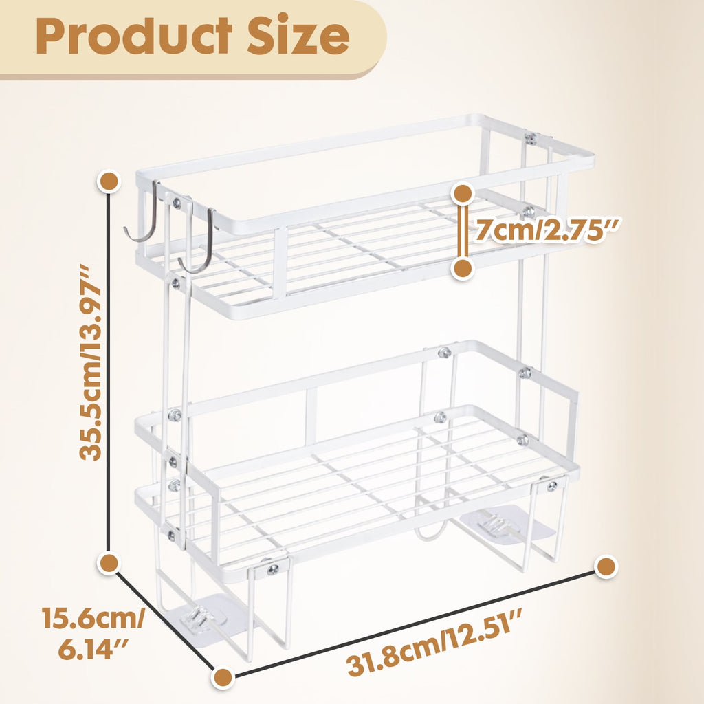 YOYTOO Over the Toilet Storage Shelf, 2 Tier Freestanding Bathroom Caddy Organizer Behind Toilet Stand Shelves Towel Rack, White - Image 3