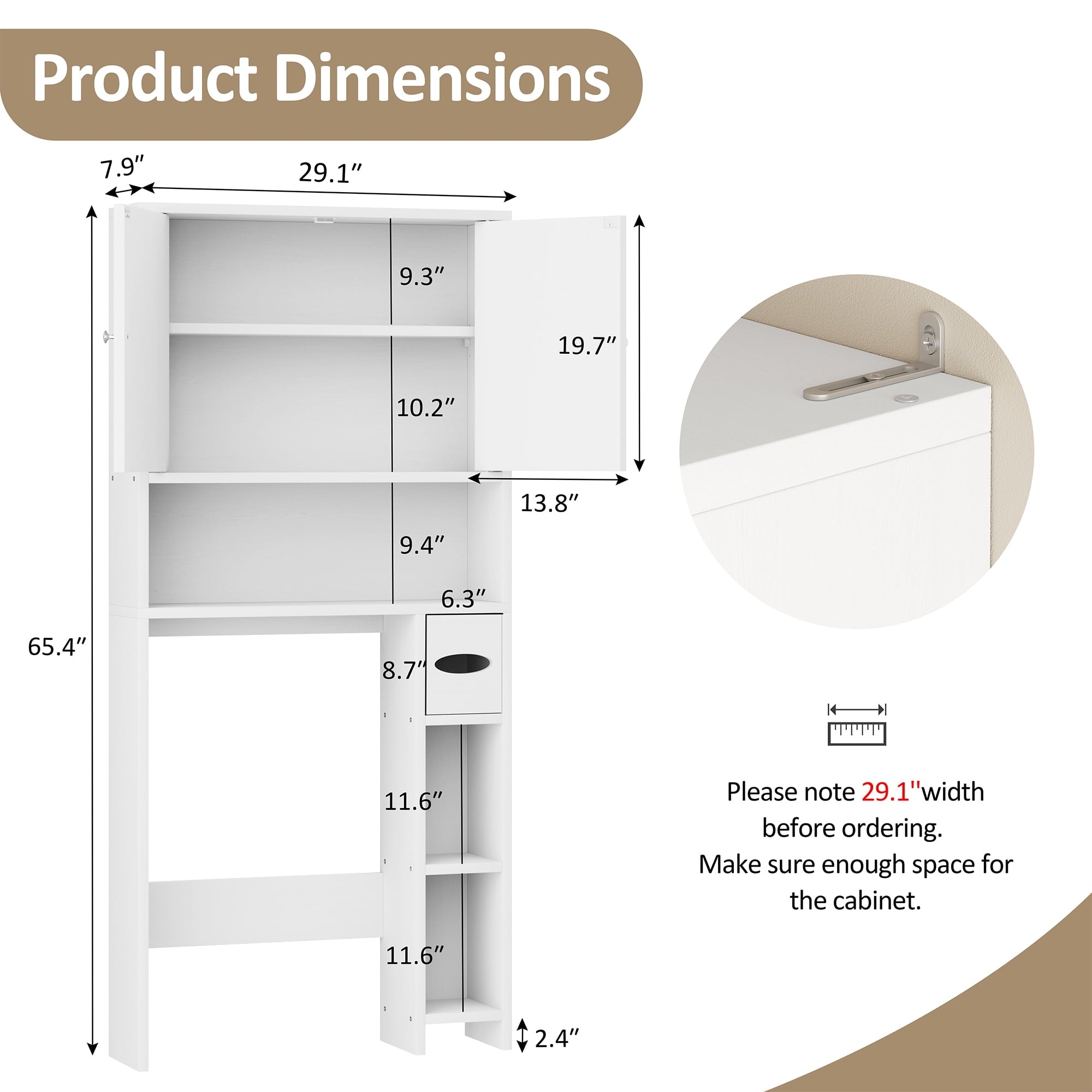 Walsunny Over the Toilet Storage Cabinet with Doors Side Storage Toilet Paper Holder Stand Space Saver Shelf Organizer Rack Freestanding for - Image 5
