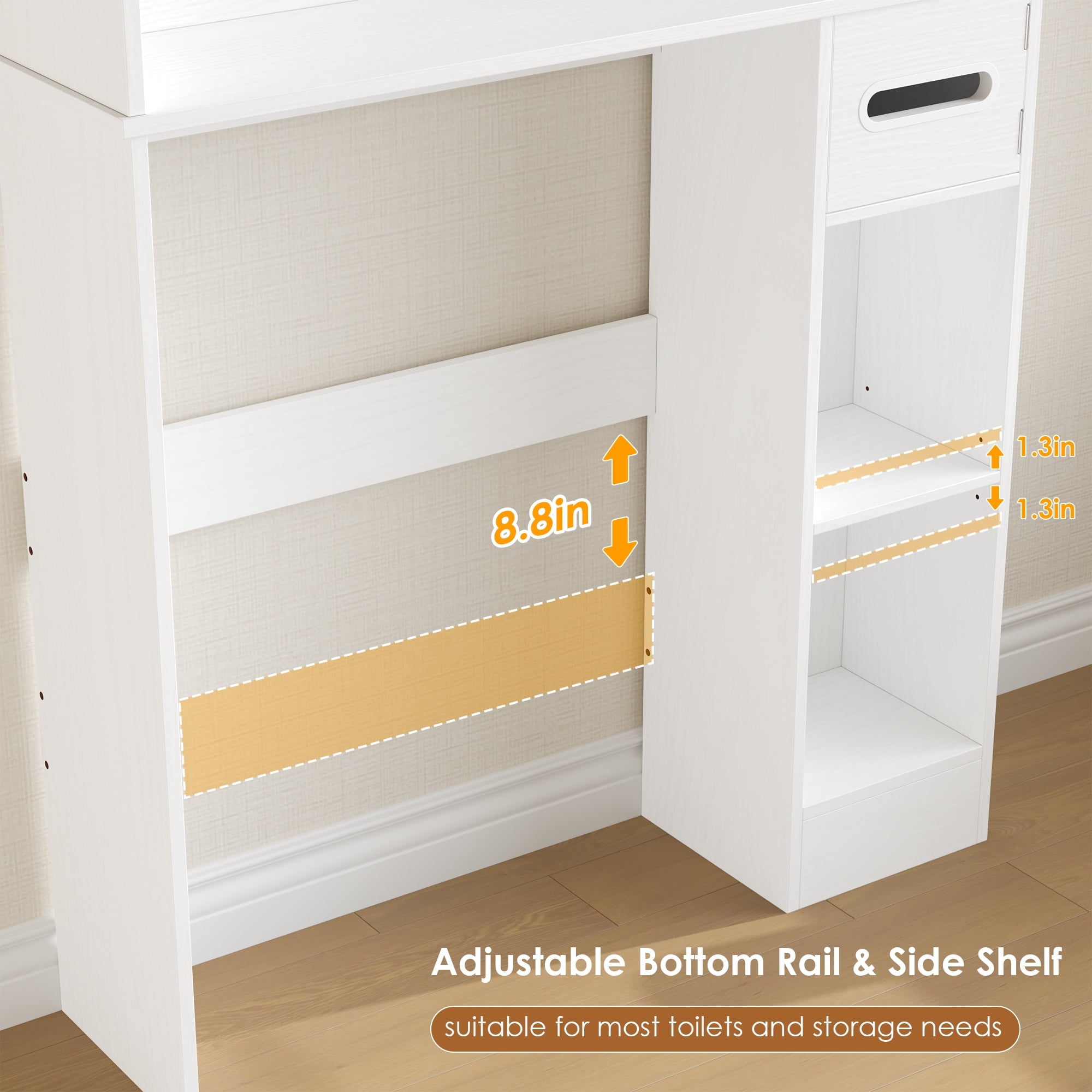 The Toilet Storage Cabinet with Toilet Paper Holder Stand, Above Toilet Organizer with Glass Doors, Behind Toilet She... - Image 5