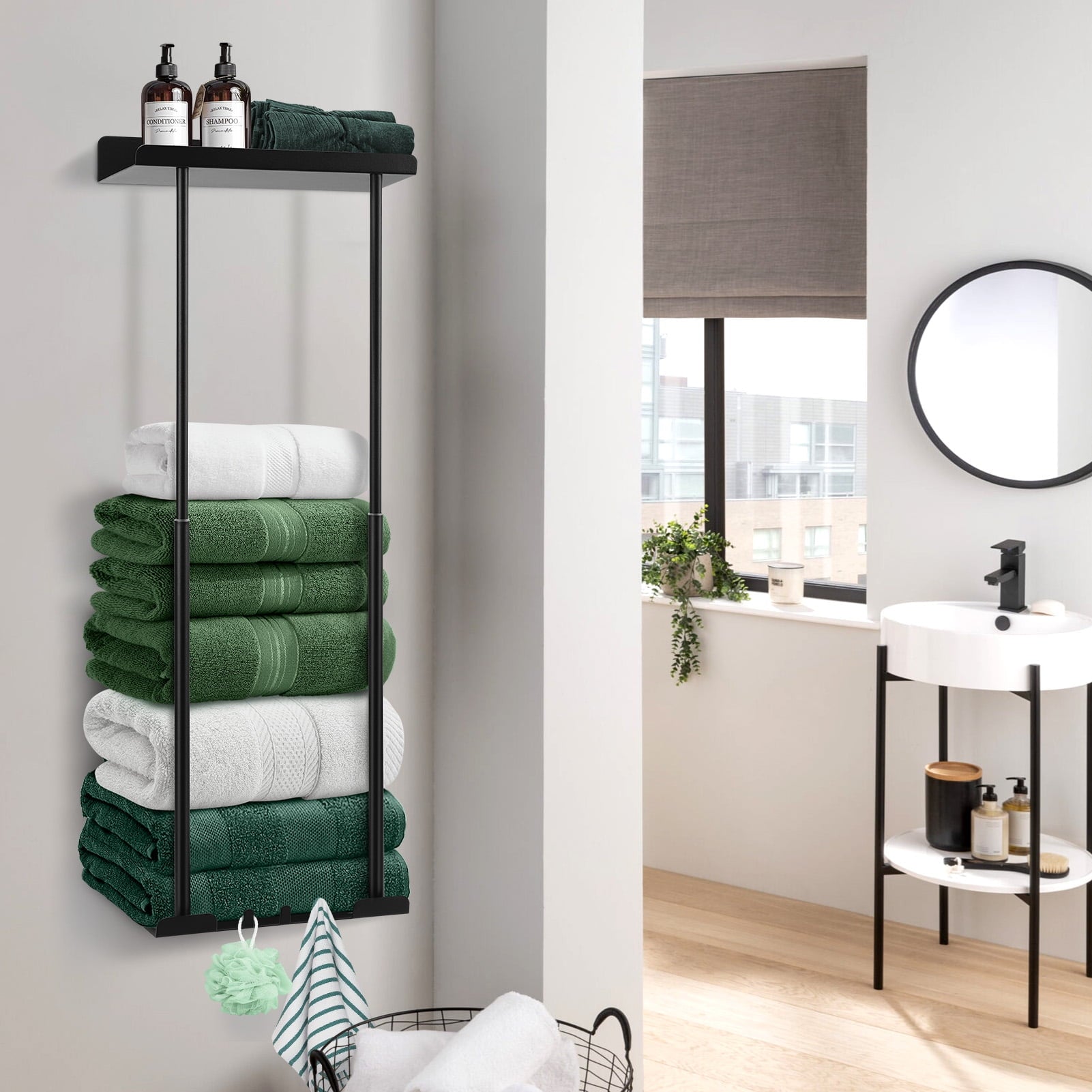 Livhil Wall Towel Rack for Rolled Towels, New Upgrade Towel Racks for Bathroom Wall Mounted, Bathroom Bar Towel Storage, Metal Bath Towel Ho - Image 4