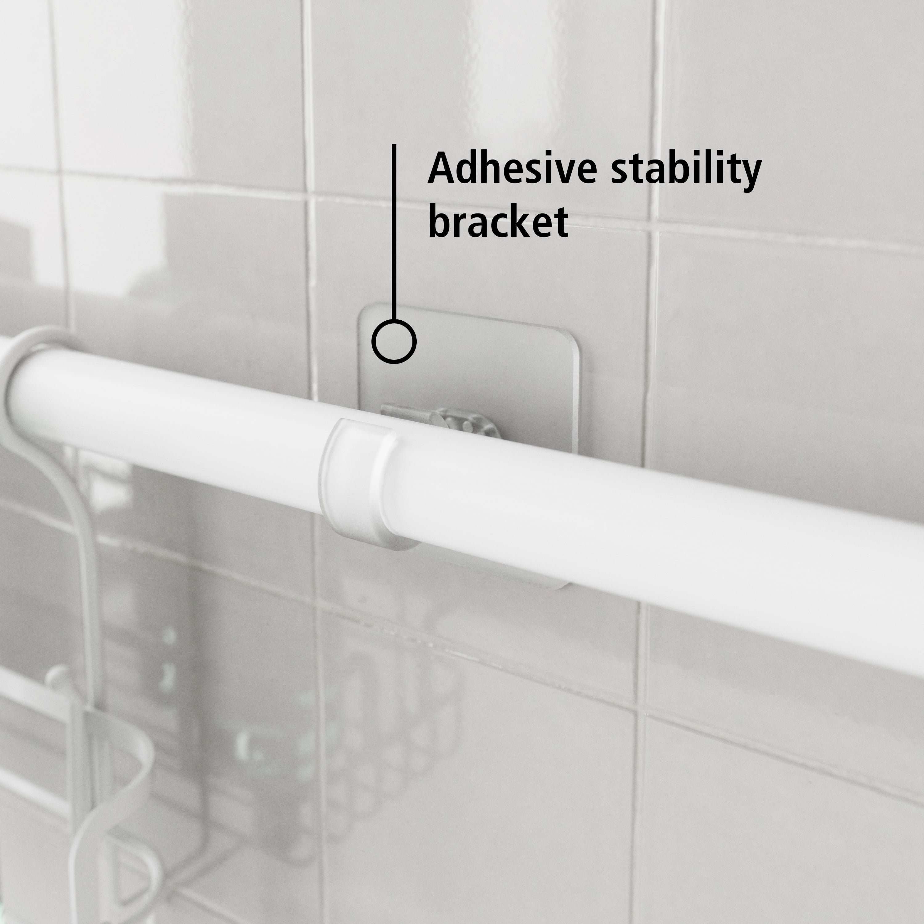 Mainstays Tension Rod Bath Organizer Pole Caddy, No Tools, 4.85 - 6 Ft., Rust Resistant, White - Image 5
