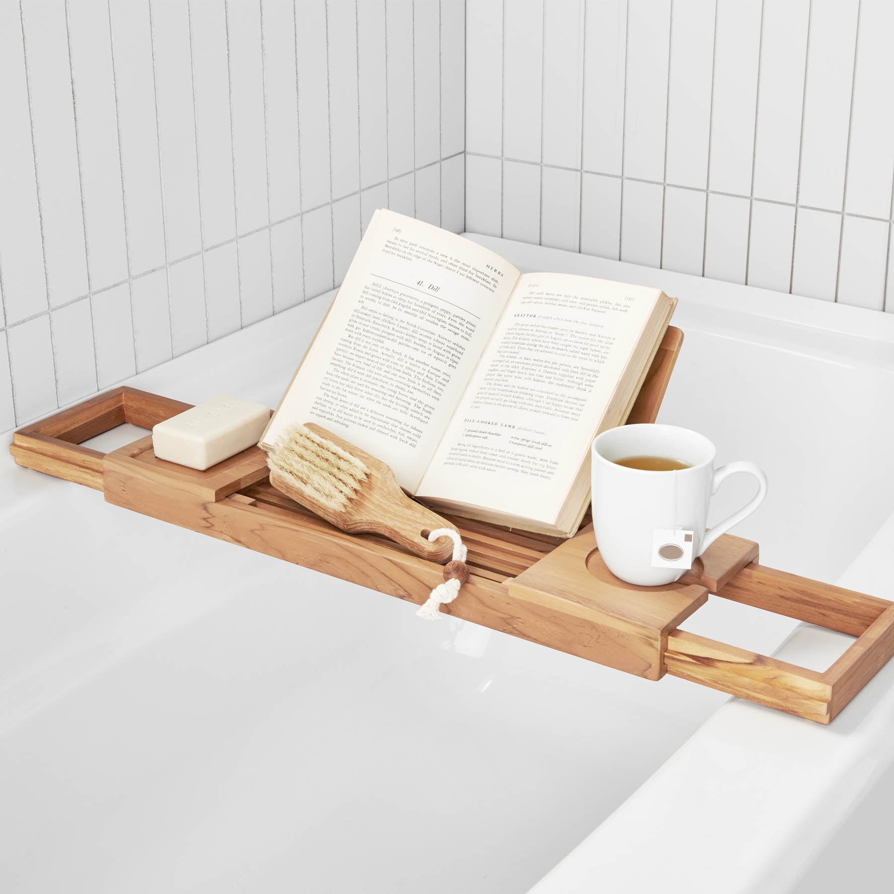 Bamboo Expandable Bath Tub Tray Caddy - Image 3