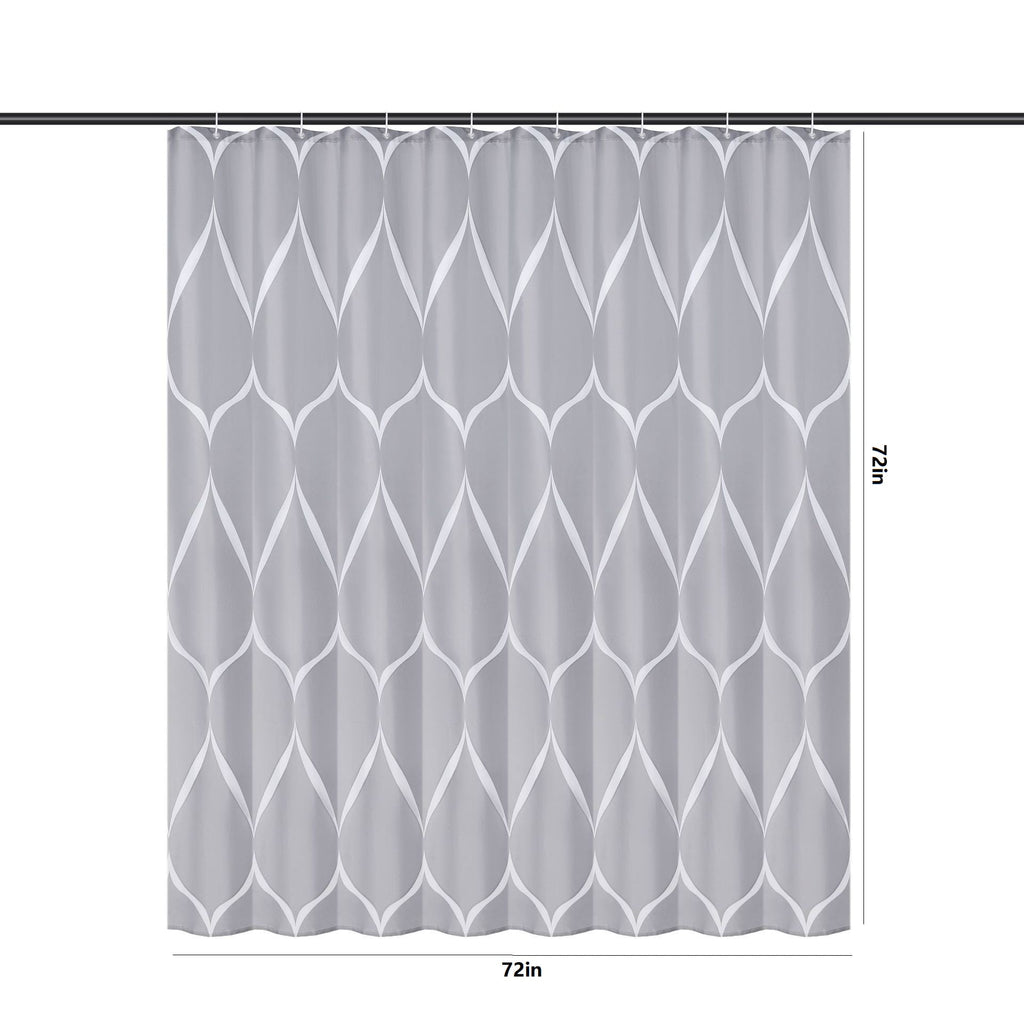 Shower Curtain with 12 Hooks, Gray Fabric Bathroom Curtain Set, Weighted Hem, Mildew Resistant, 72" x 72" - Image 5