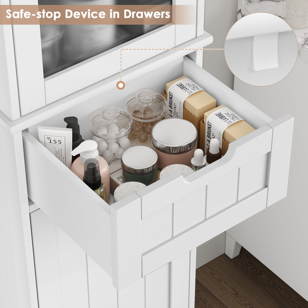 Bathroom Storage Tower, Narrow Linen Cabinet with Door and Drawers, Tall Bathroom Storage Cabinet for Small Spaces, W... - Image 6