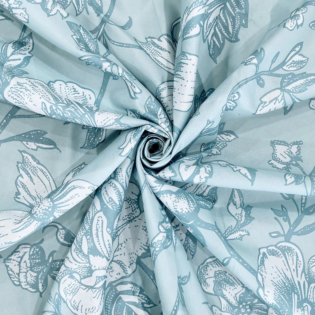 16-Piece Blue Floral Shower Curtain Bathroom Set Fabric Curtain with Rug, Hooks, Soap Dispenser & Tray - Image 6