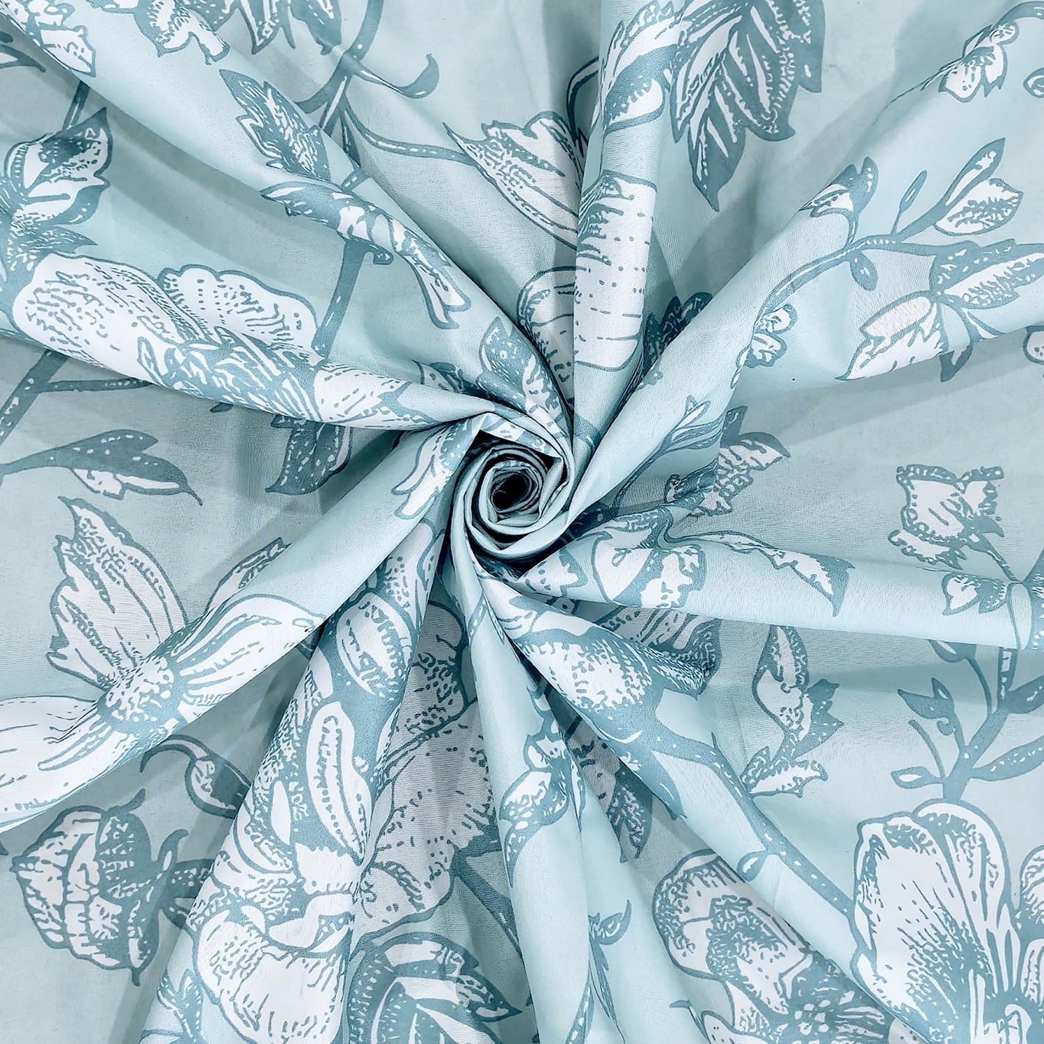 16-Piece Blue Floral Shower Curtain Bathroom Set Fabric Curtain with Rug, Hooks, Soap Dispenser & Tray - Image 6