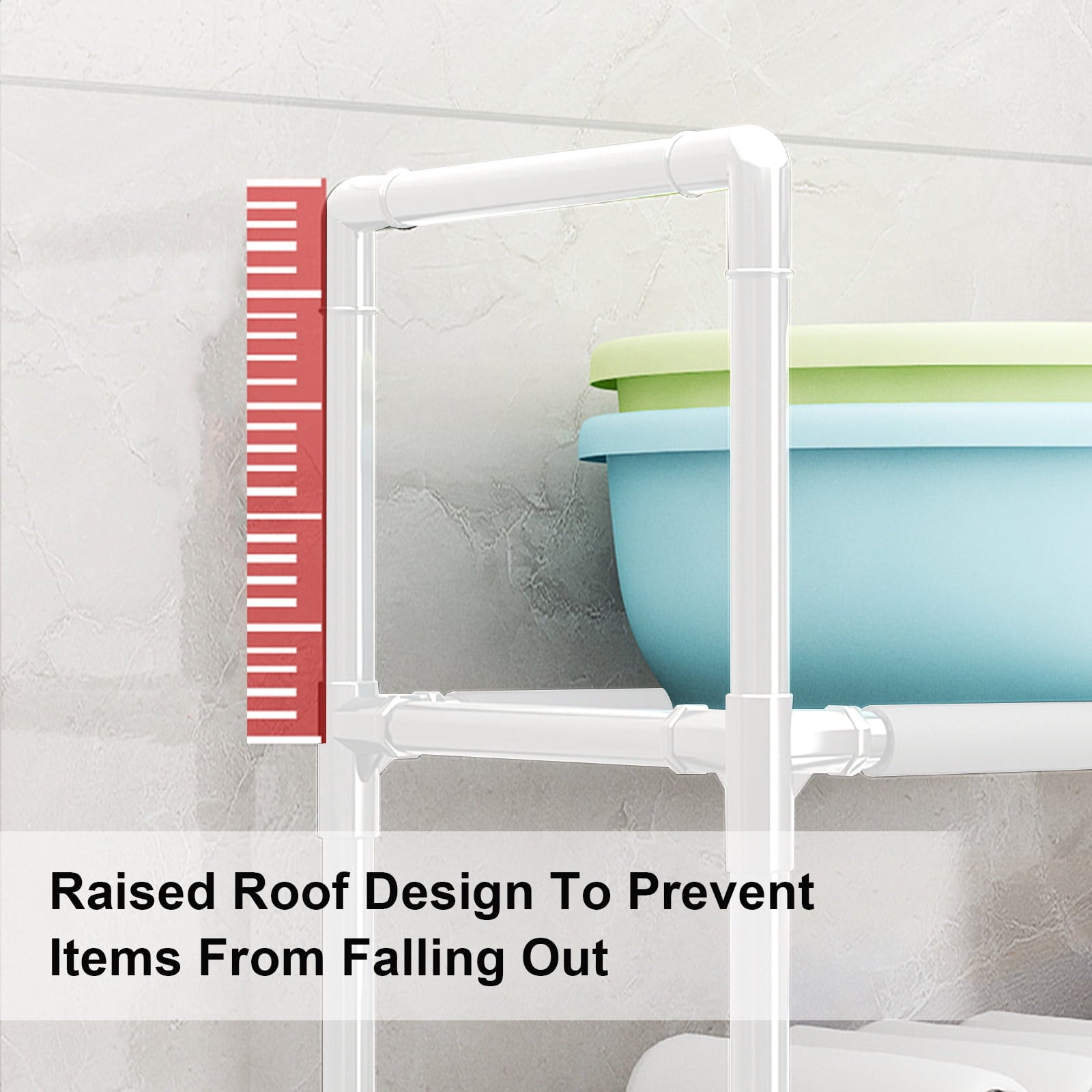 White Multi Purpose Over Toilet Shelf Organizer 3 Layer Bathroom Storage Rack For Toilet Paper Towels Hair Dryer Esse... - Image 5
