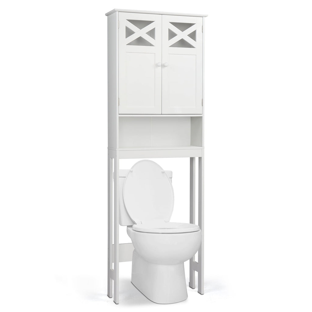 the Toilet Storage, Bathroom Storage Cabinet Organizer with Adjustable Shelf Double Doors, White - Image 3