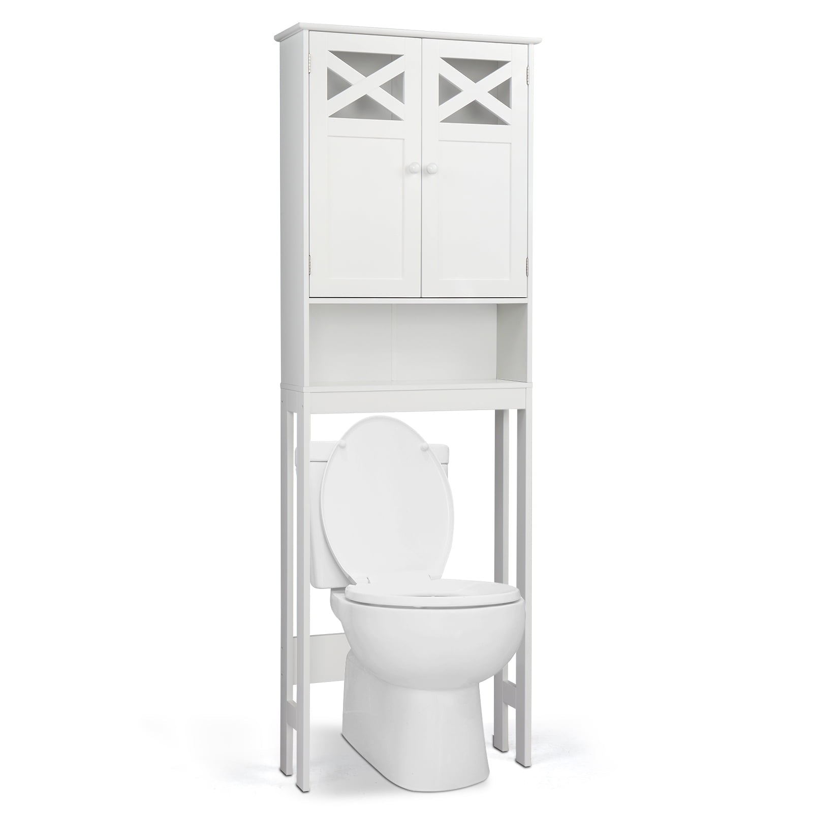 the Toilet Storage, Bathroom Storage Cabinet Organizer with Adjustable Shelf Double Doors, White - Image 3