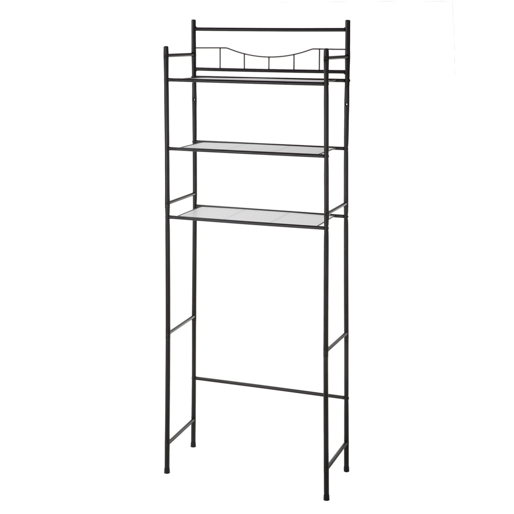 3-Shelf over-the-Toilet Bathroom Storage Unit Black Steel - Image 2