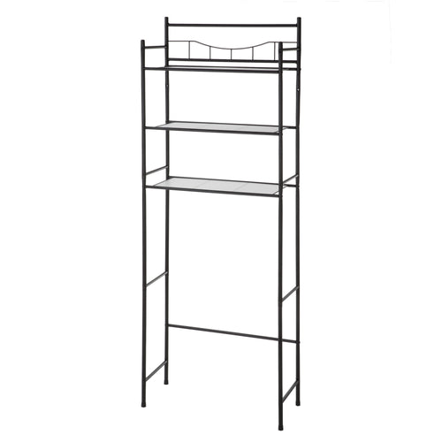 3-Shelf over-the-Toilet Bathroom Storage Unit Black Steel - Image 2