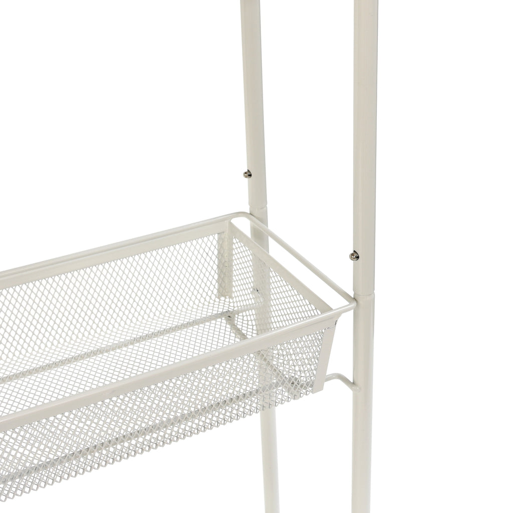 Mainstays Slim 3-Tier Rolling Bathroom Storage Cart with Hooks in White Finish - Image 3