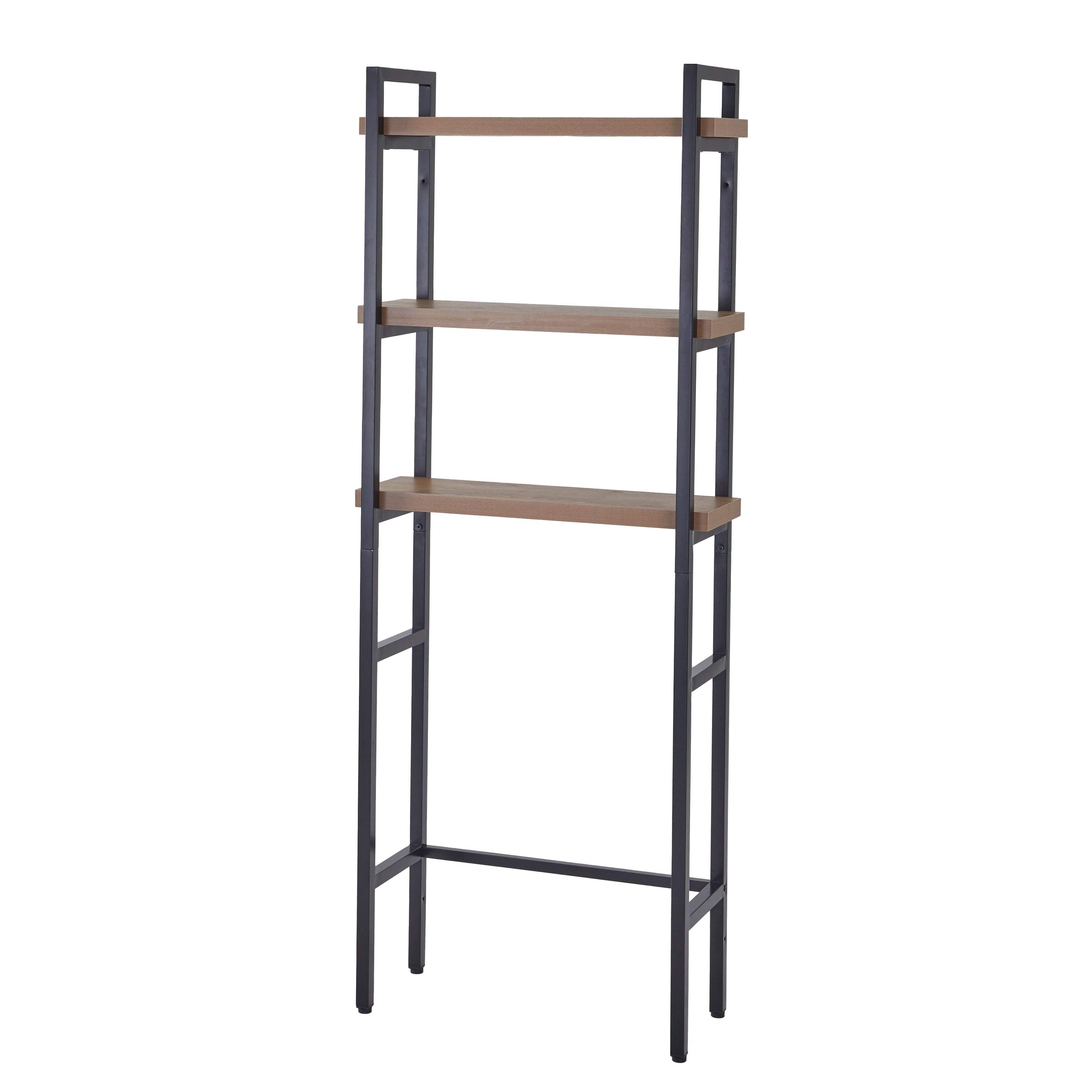 Jace 3-Shelf over-the-Toilet Rack with Black Frame and Oak Shelves - Image 2