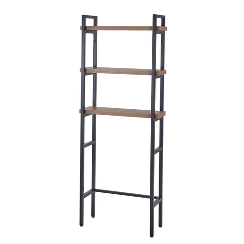 Jace 3-Shelf over-the-Toilet Rack with Black Frame and Oak Shelves - Image 2
