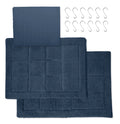15-Piece Checkered Bathroom Set – Textured Shower Curtain, Bath Rugs & Hooks, Washable Fabric - Image 2
