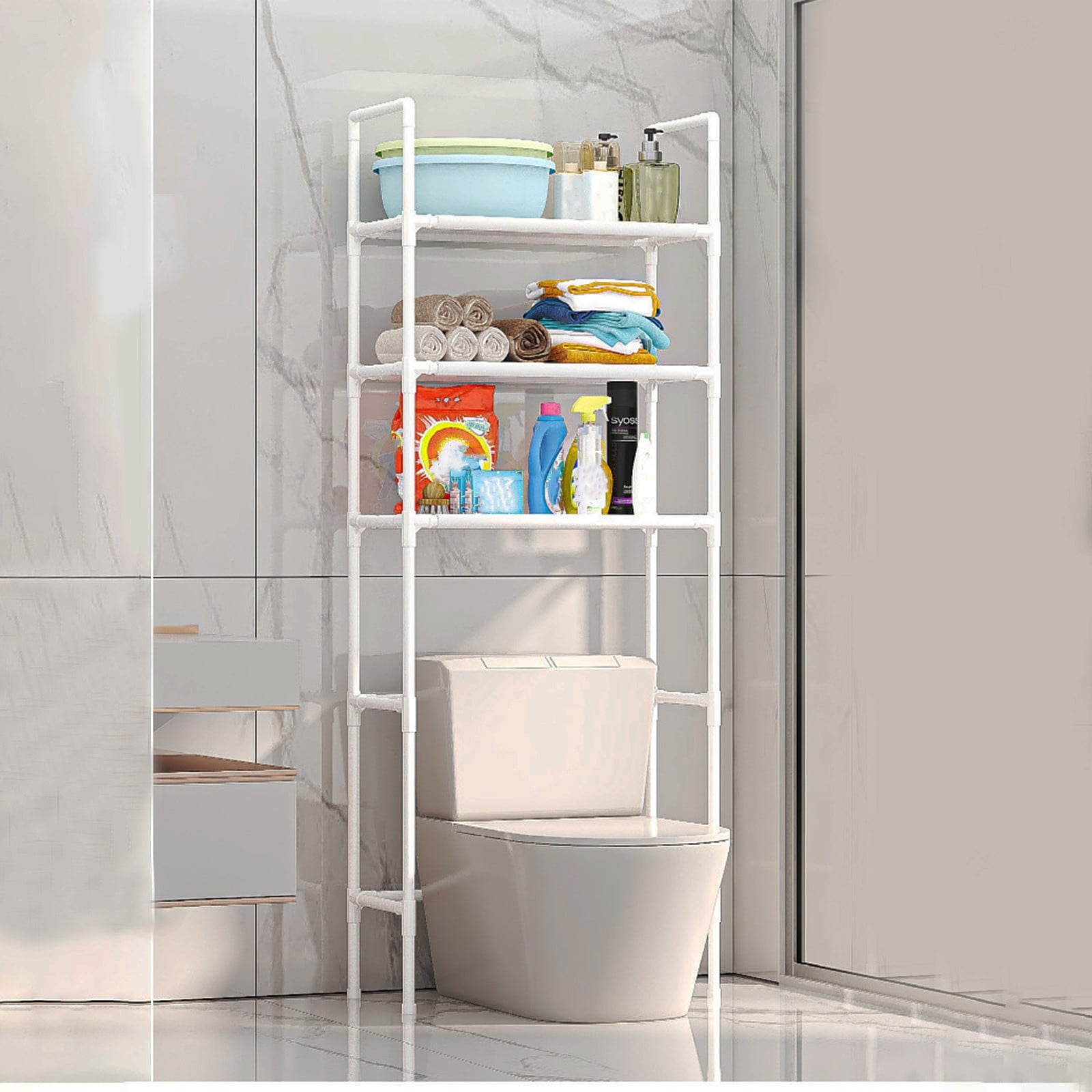 Bathroom Organizer Over Toilet Storage, 3-Tier Toilet Shelf Bathroom Shelves Over Toilet, Above Toilet Storage Rack B... - Image 2