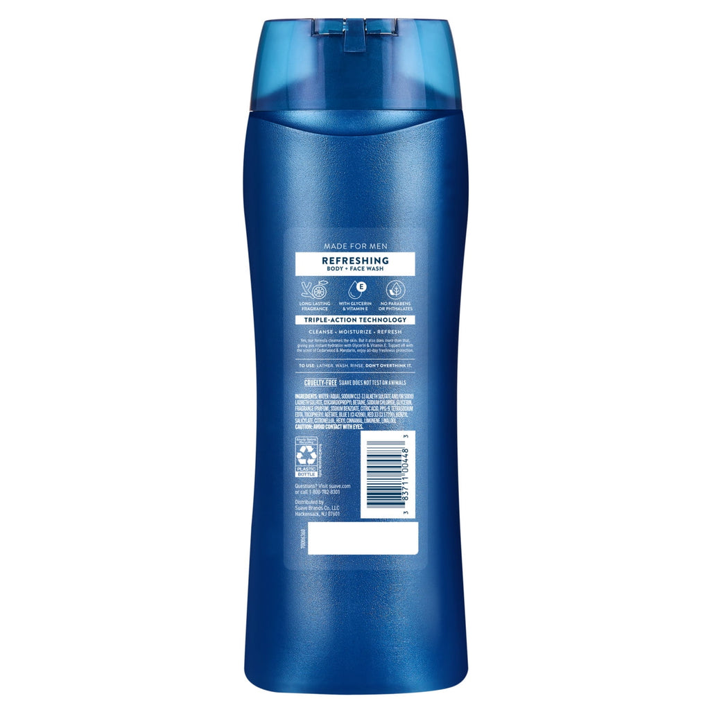 Suave Men Refreshing 2-in-1 Body & Face Wash with Glycerin & Vitamin E, 18 FL OZ - Image 6