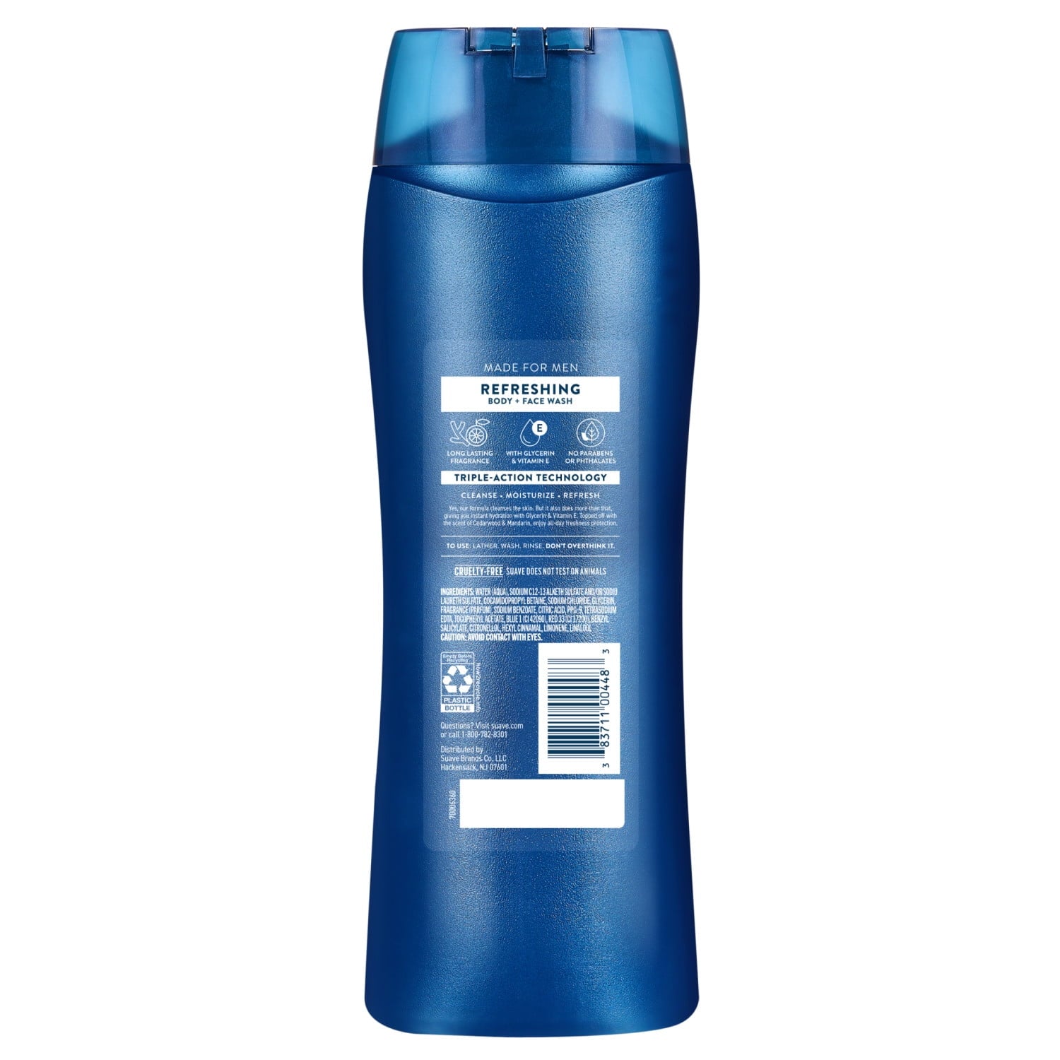 Suave Men Refreshing 2-in-1 Body & Face Wash with Glycerin & Vitamin E, 18 FL OZ - Image 6