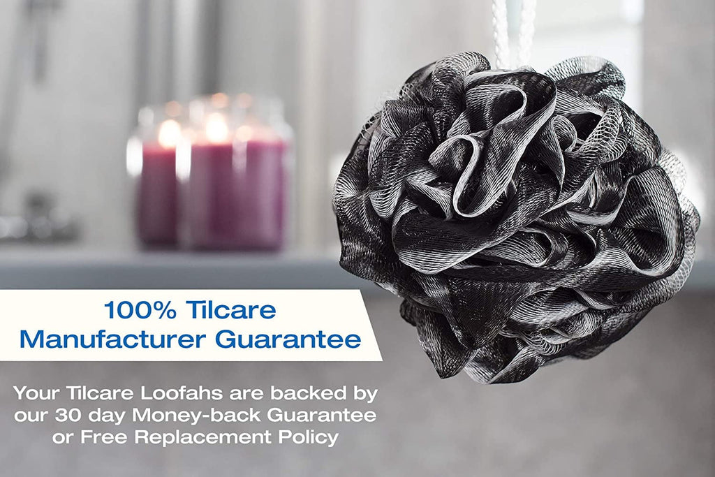Tilcare Charcoal Shower Loofah Sponge, XXL 90g, 3 Pack Exfoliating Body Scrubber for Cleansing and Smooth Skin, Bath Loofah for Men & Women - Image 2
