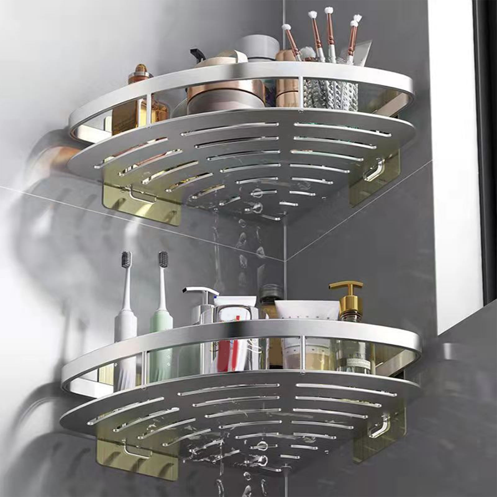 Caddy Shelves with Soap Holder Stainless Steel Kitchen Organizer, Adhesive & Drilling Wall Mounted Racks for Bathroom... - Image 3