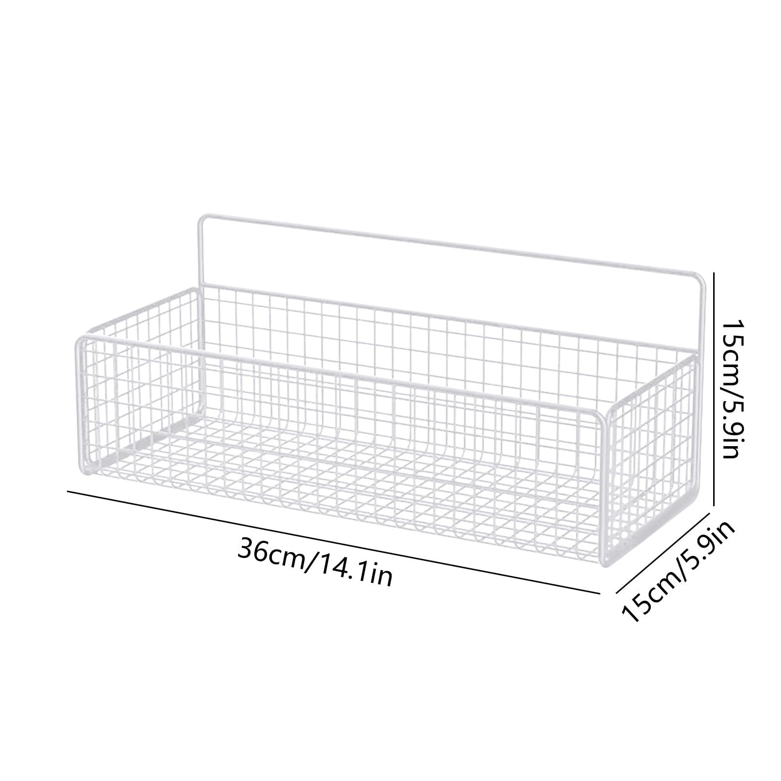 Basket, 14.4x5.9in Metal Wire Organizer with Hooks for Bathroom Shower, Kitchen Spice Rack, No Drill Adhesive Install... - Image 3