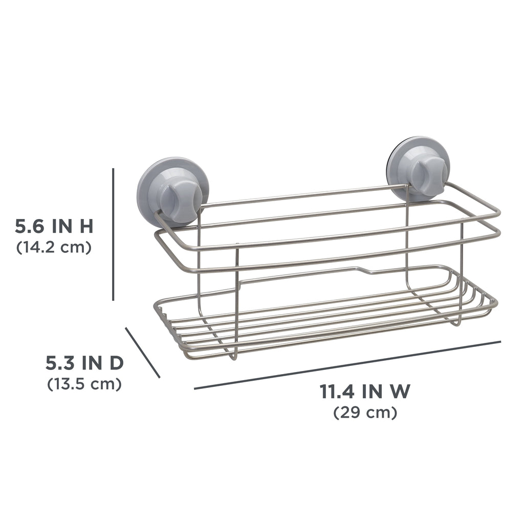 Steel Shower Caddy Basket, 1 Shelf, Suction and Adhesive Mount - Image 5