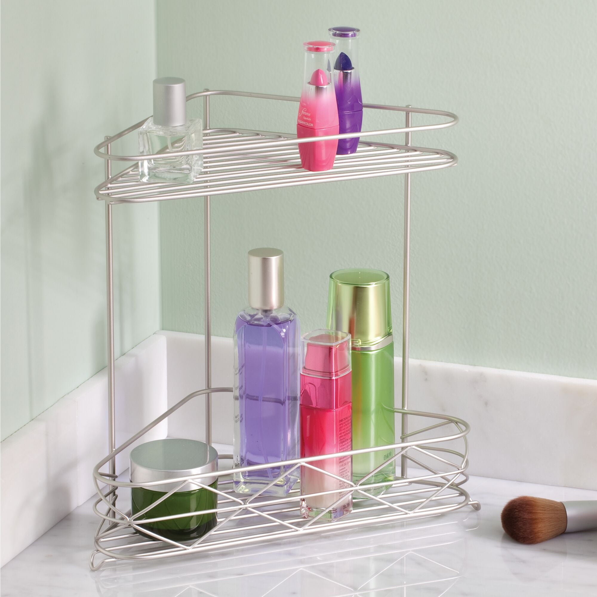 Steel Corner Bathtub Shower Storage Shelf, 10.75" x 6.5" x 10.6", Satin - Image 4