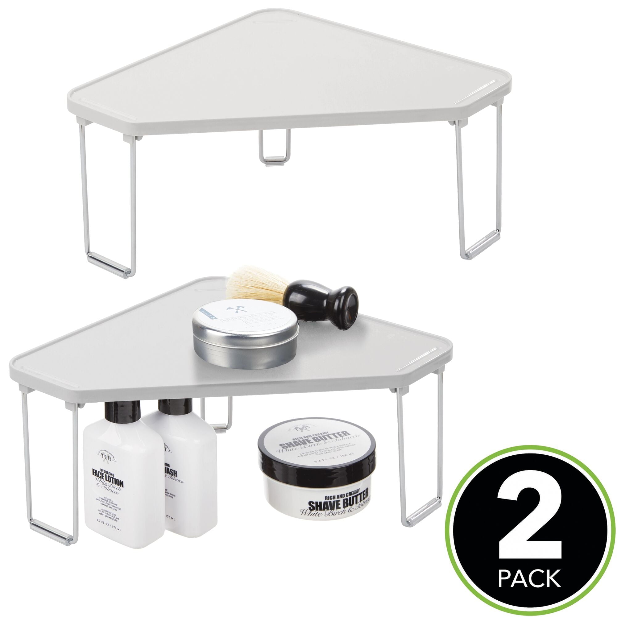 Stackable Rack, Bathroom, 2 Pack, Stone Gray - Image 2