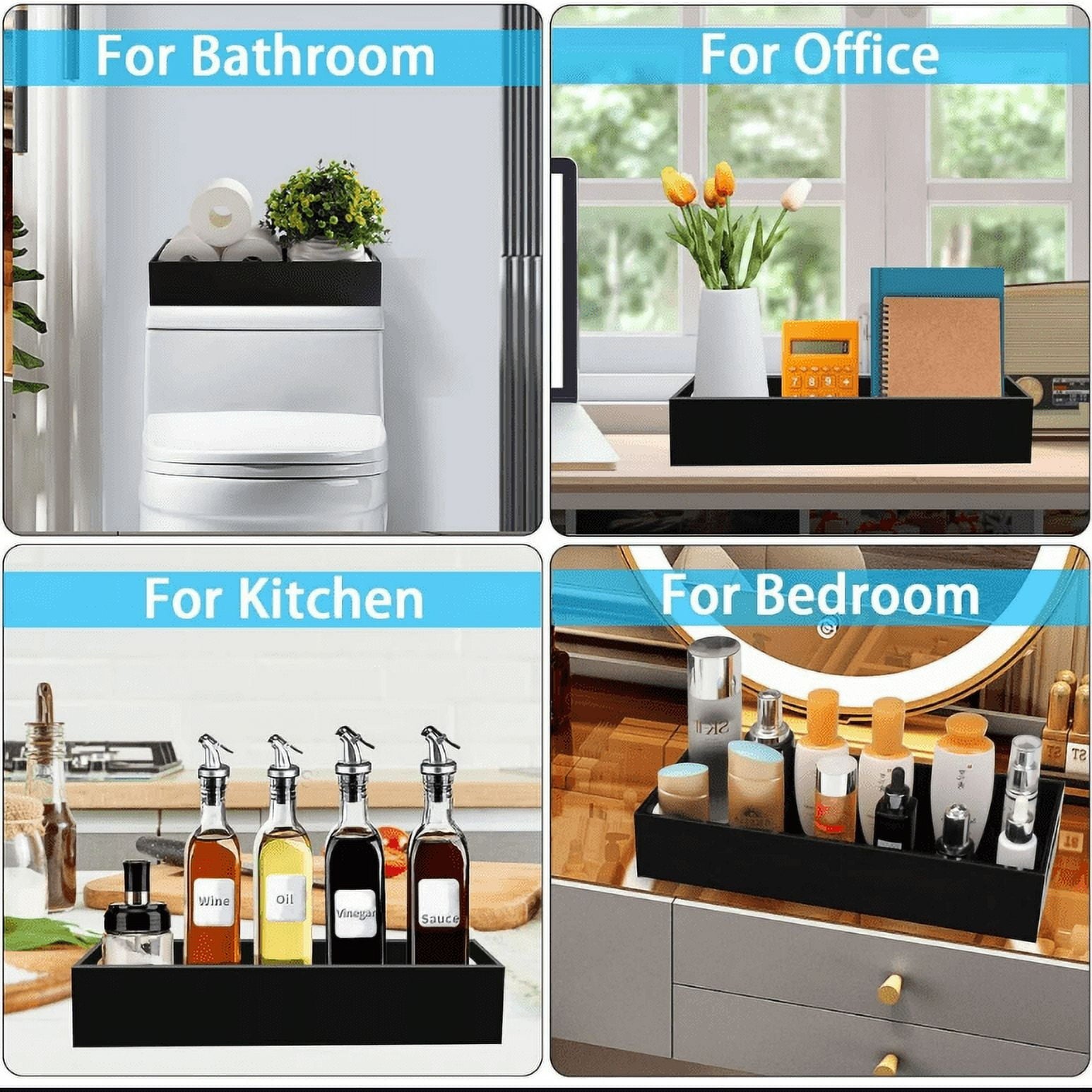 Tray, Bamboo Rectangular Bathroom Tray, 12.5*7.8 Inches Tray Suitable for Bathroom - Image 3