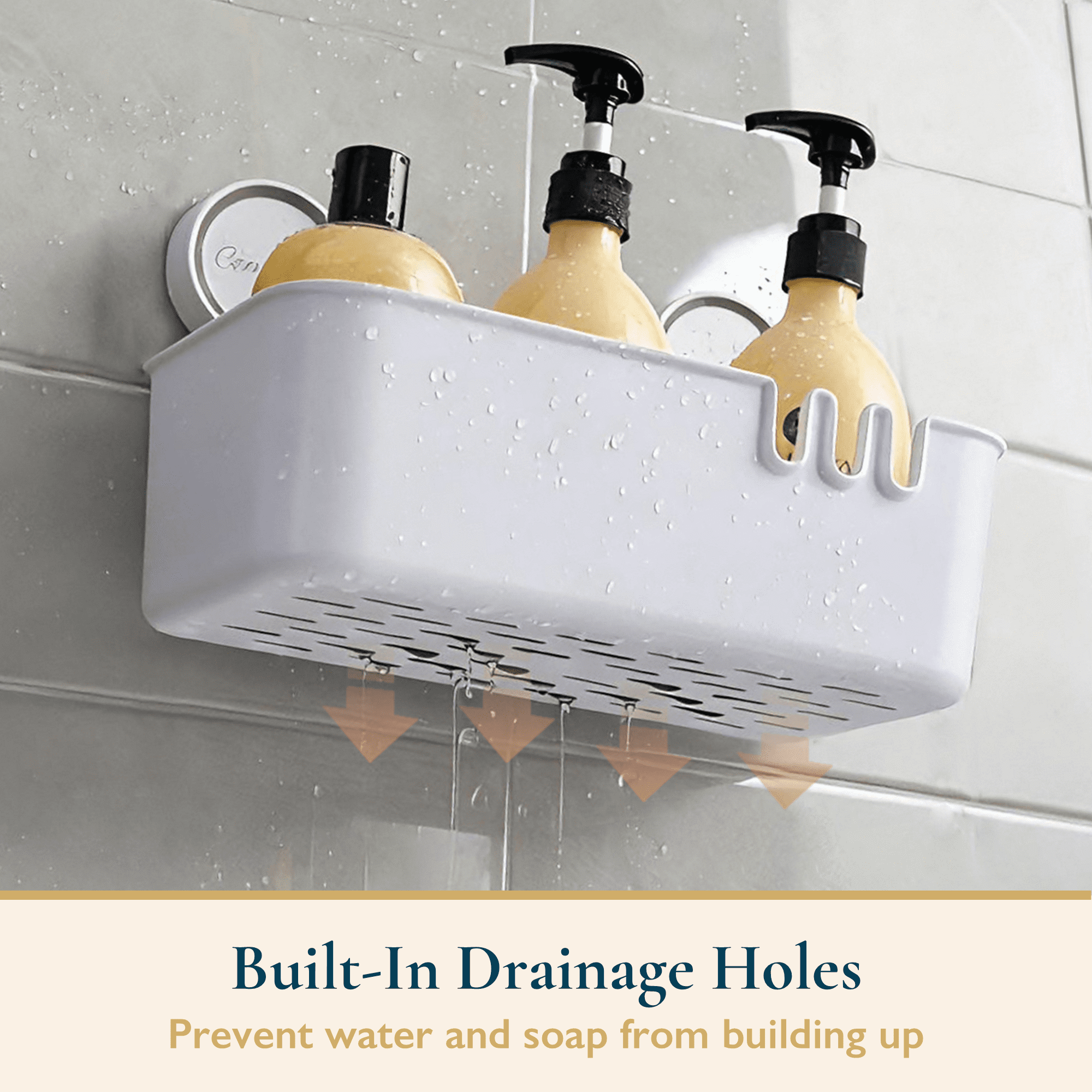 ComfiTime Suction Cup Shower Caddy, Soap Holder & Toothbrush Holder Set – No-Drill/Adhesive, Durable Bathroom Shelf Organizer, Removable Pla - Image 5